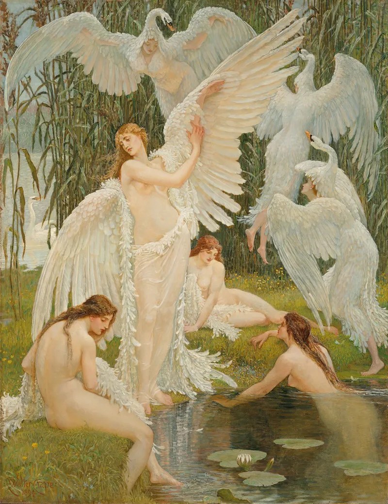 The Swan Maidens Wall Art by Walter Crane - High-Resolution Digital Print
