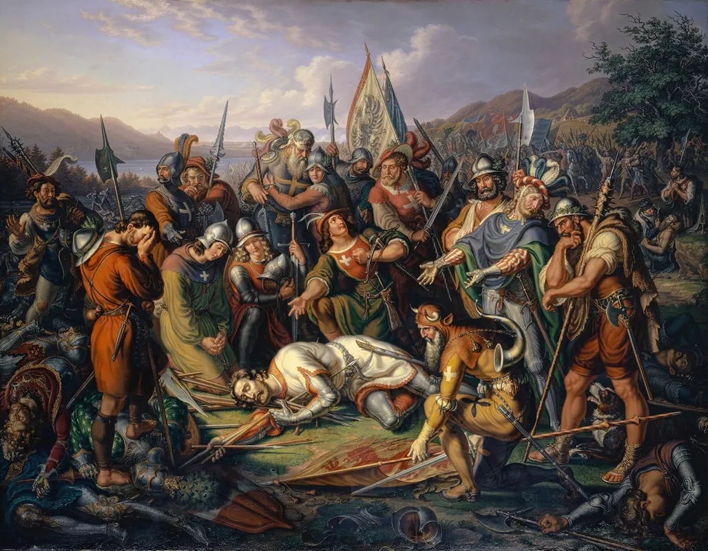The Swiss With The Dead Body Of Winkelried Wall Art by Ludwig Vogel - High-Resolution Digital Print