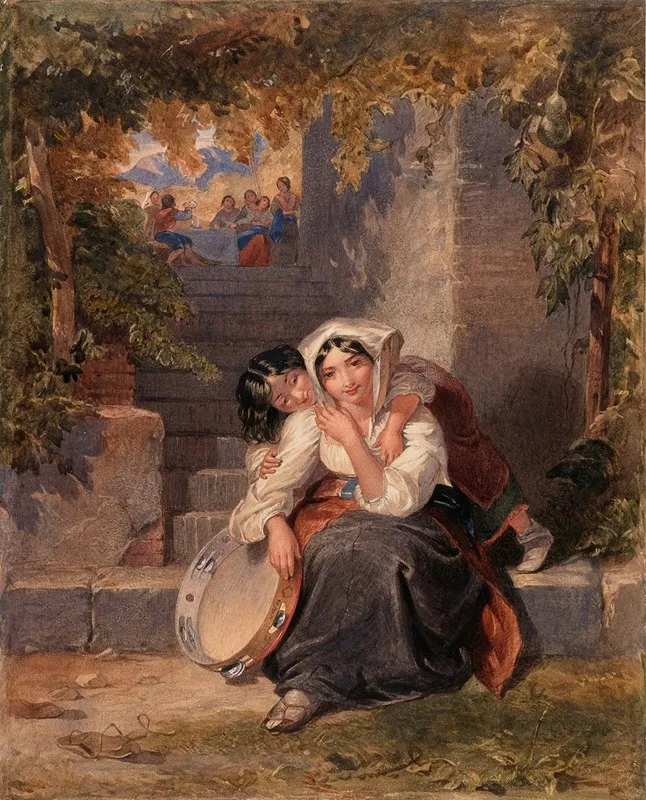 The Tambourine Player Wall Art by Henry William - High-Resolution Digital Print