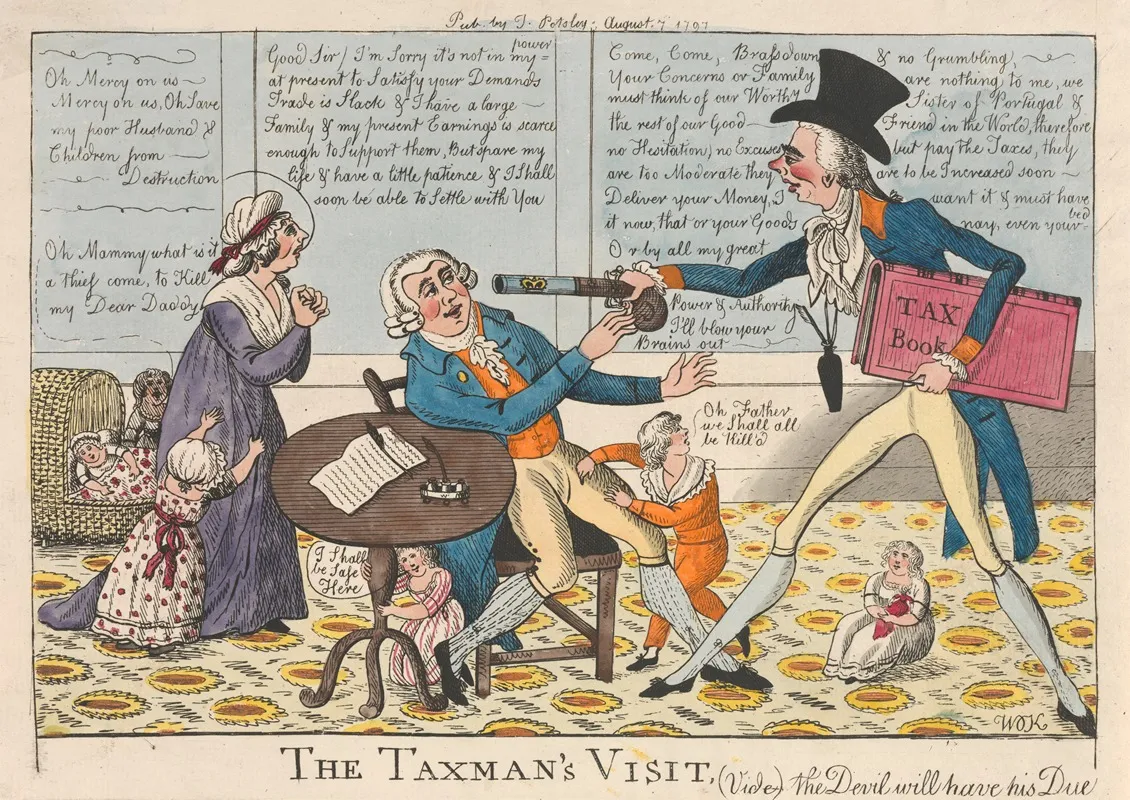 The Taxmans Visit Vide The Devil Will Have His Due Wall Art by William O'Keefe - High-Resolution Digital Print