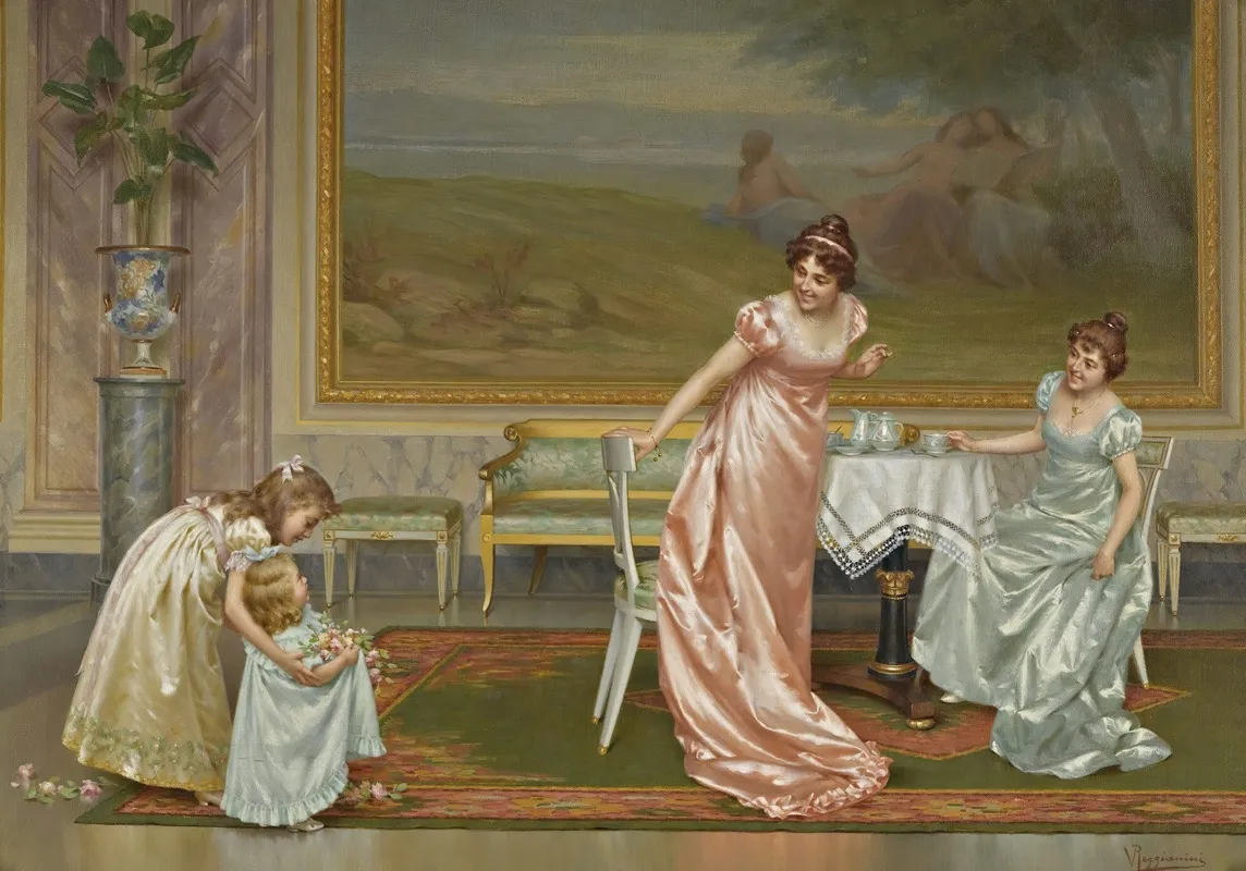 The Tea Party 2 Wall Art by Vittorio Reggianini - High-Resolution Digital Print