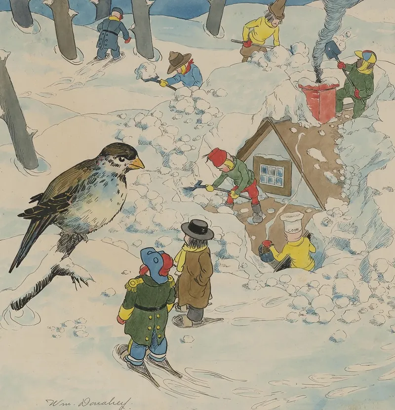 The Teenie Weenies Shovel Out Wall Art by William Donahey - High-Resolution Digital Print