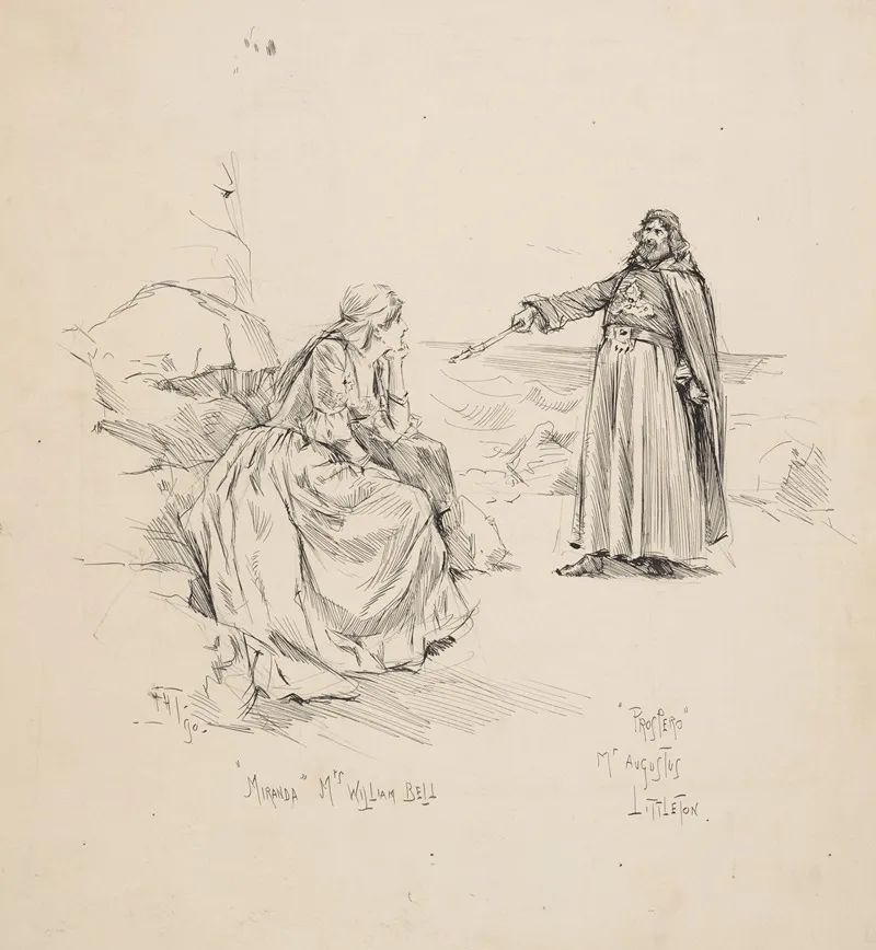 The Tempest Mrs William Bell As Miranda Mr Augustus Littleton As Prospero Wall Art by Frederick Henry Townsend - High-Resolution Digital Print