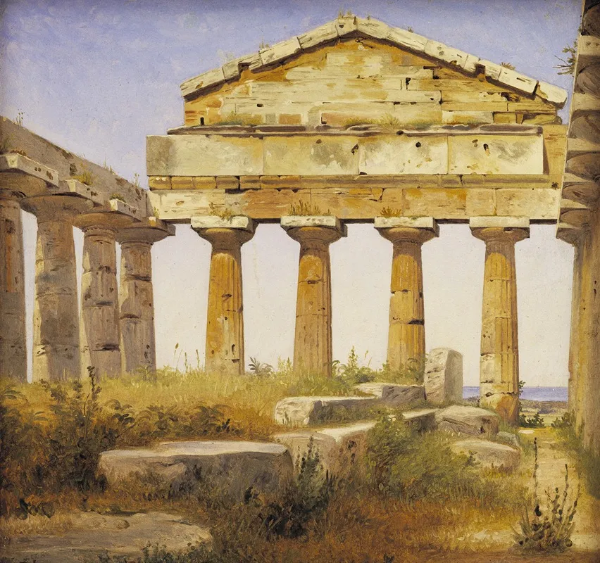 The Temple Of Athena In Paestum Wall Art by Constantin Hansen - High-Resolution Digital Print