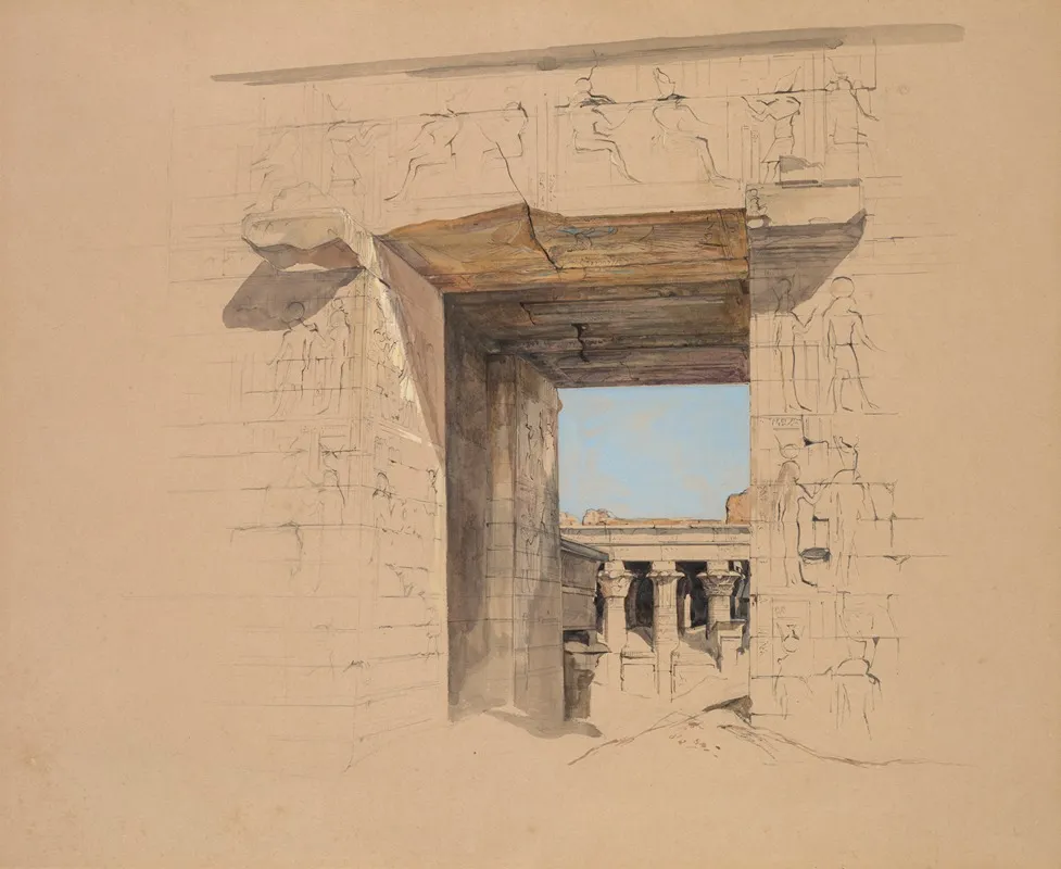The Temple Of Edfu The Door Of The Pylon Wall Art by John Frederick Lewis - High-Resolution Digital Print