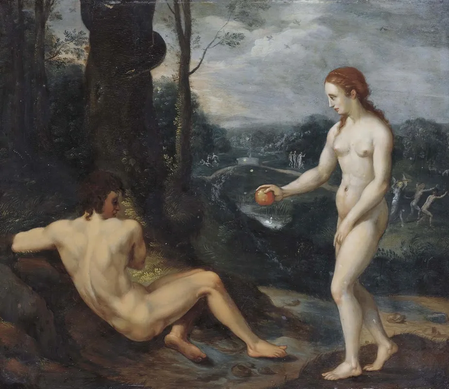 The Temptation Of Adam And Eve 2 Wall Art by Laurentius de Neter - High-Resolution Digital Print