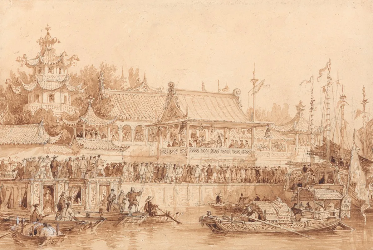 The Theater At Tien Sin Wall Art by Thomas Allom - High-Resolution Digital Print