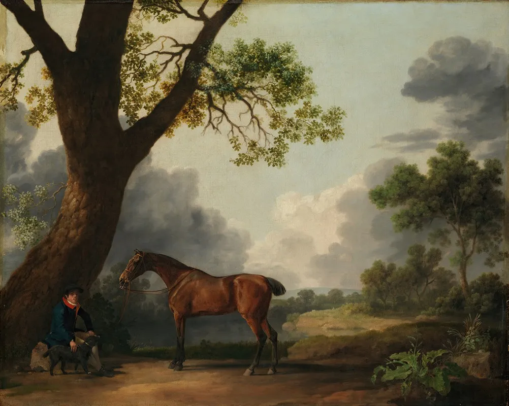 The Third Duke Of Dorsets Hunter With A Groom And A Dog Wall Art by George Stubbs - High-Resolution Digital Print