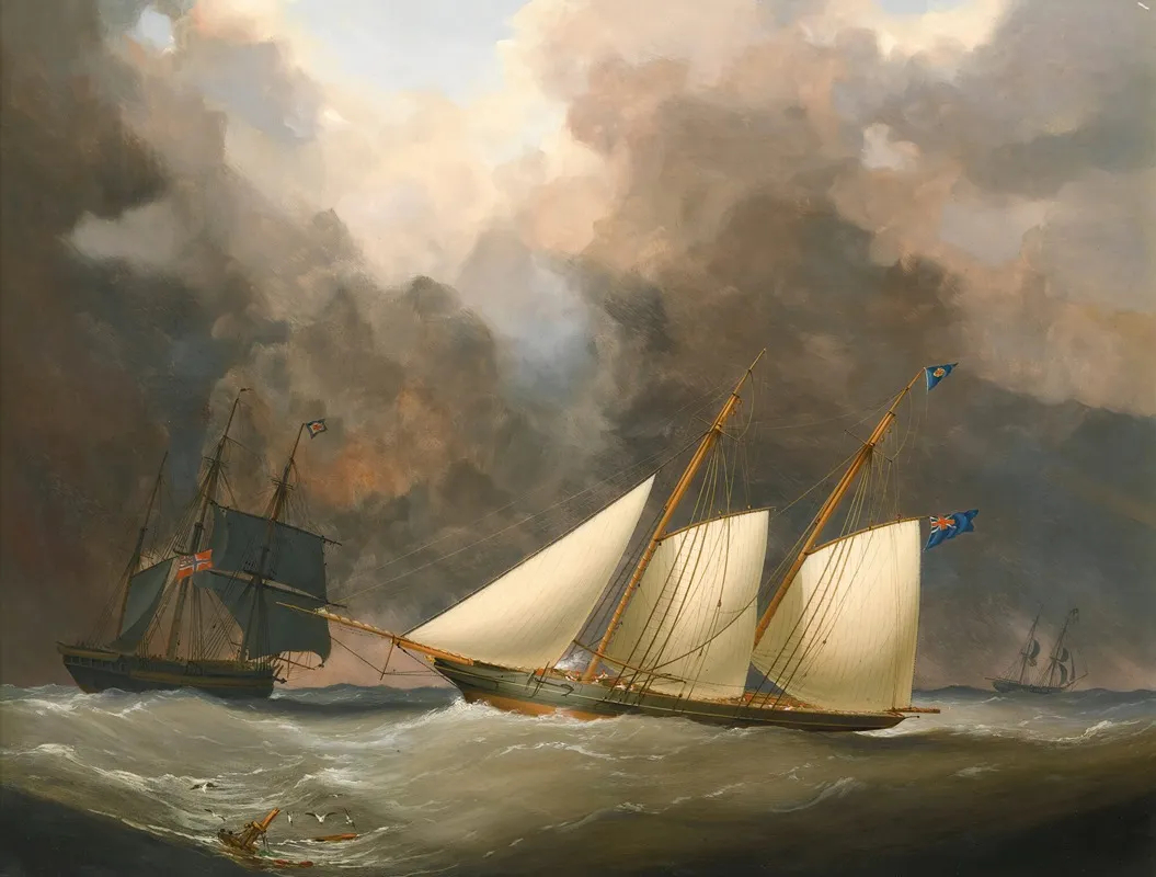The Thousand Guinea Match Between Henry Bradleys Brig The Water Witch And Lord Belfasts Schooner Galatea Wall Art by Nicholas Matthew Condy - High-Resolution Digital Print