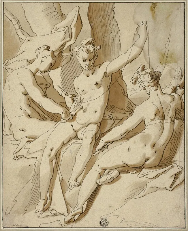 The Three Fates Wall Art by Circle of Abraham Bloemaert - High-Resolution Digital Print