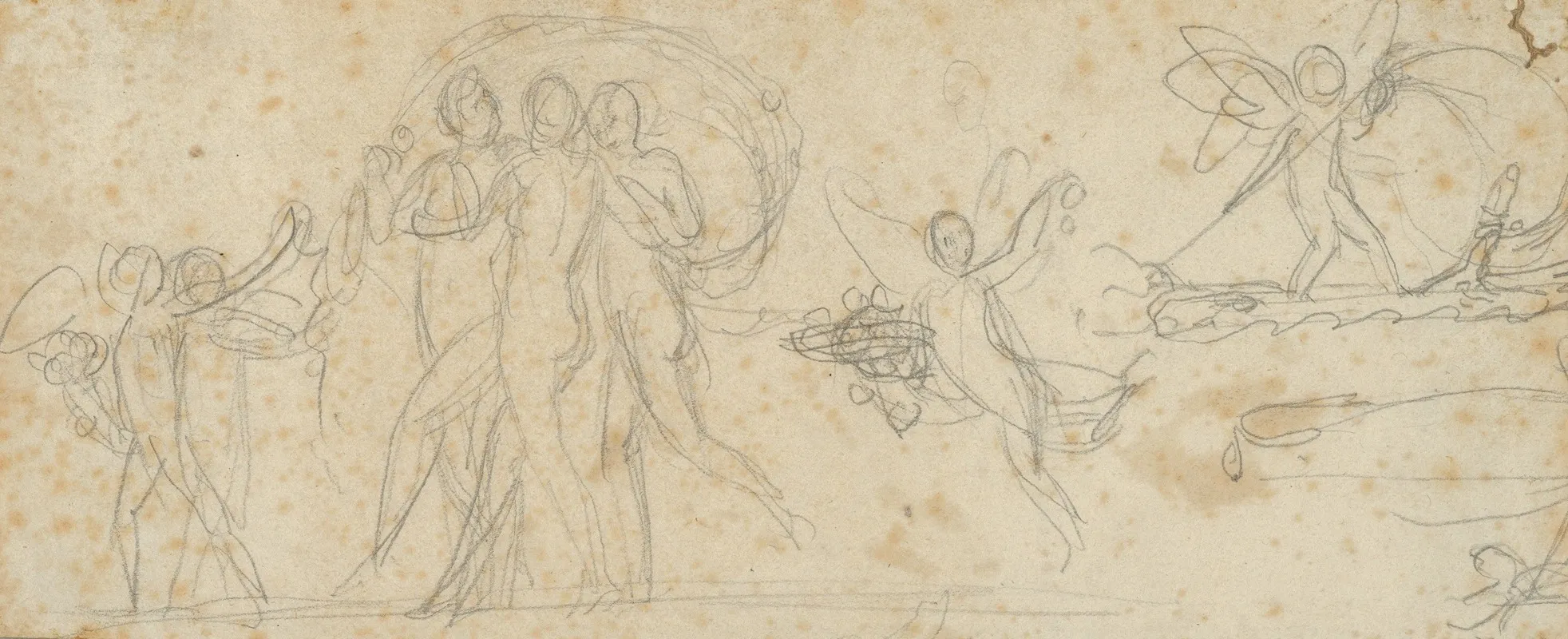 The Three Graces And Putti Wall Art by Bertel Thorvaldsen - High-Resolution Digital Print