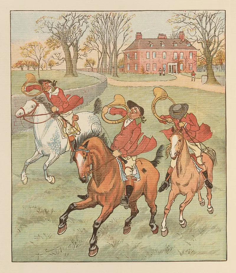 The Three Jovial Huntsmen Pl 2 Wall Art by Randolph Caldecott - High-Resolution Digital Print