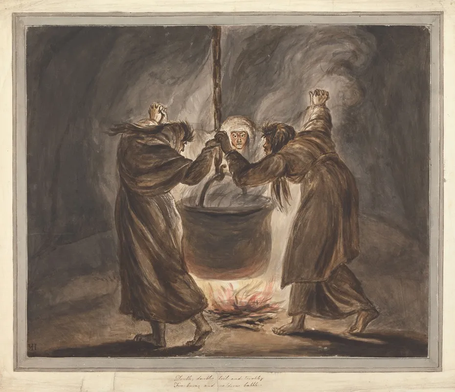 The Three Witches From Macbeth Double Double Toil And Trouble Wall Art by Mary Hoare - High-Resolution Digital Print