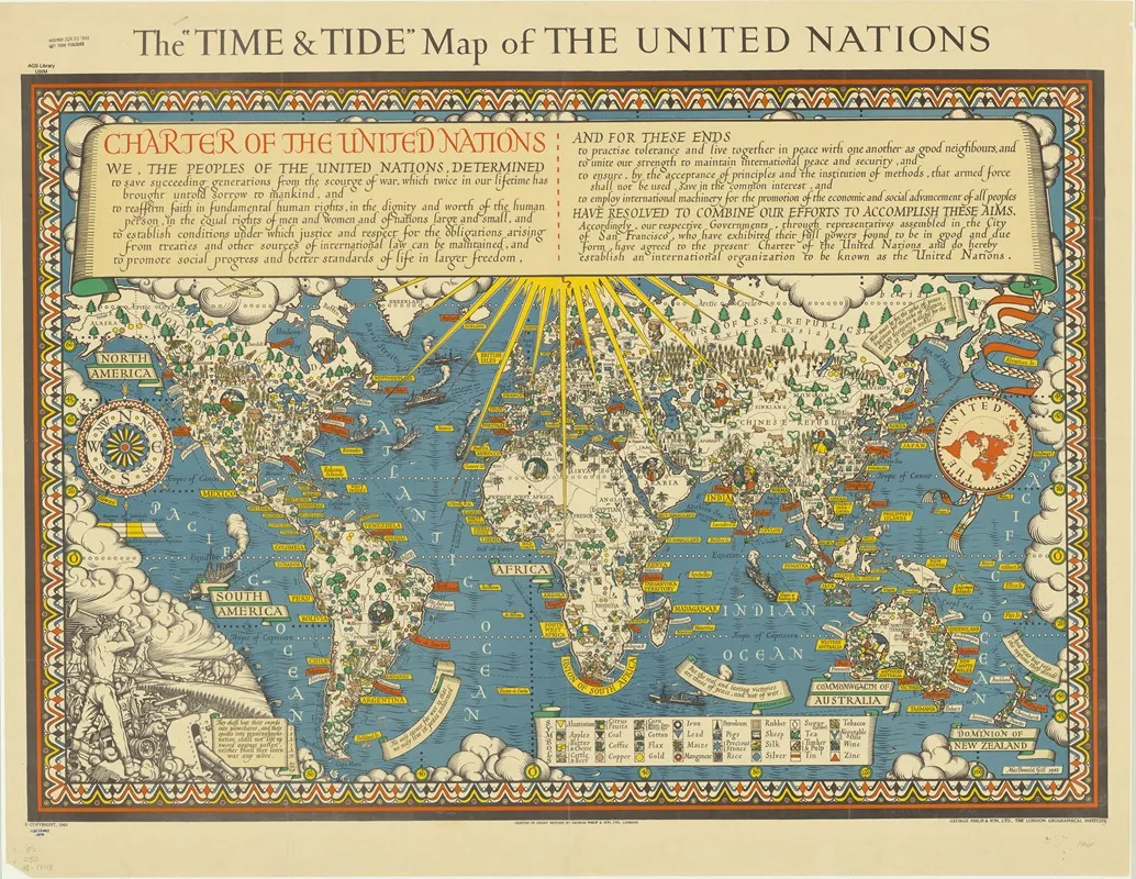 The Time And Tide Map Of The United Nations Wall Art by MacDonald Gill - High-Resolution Digital Print
