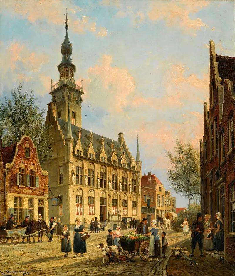 The Town Hall In Veere Wall Art by Cornelis Christiaan Dommelshuizen - High-Resolution Digital Print