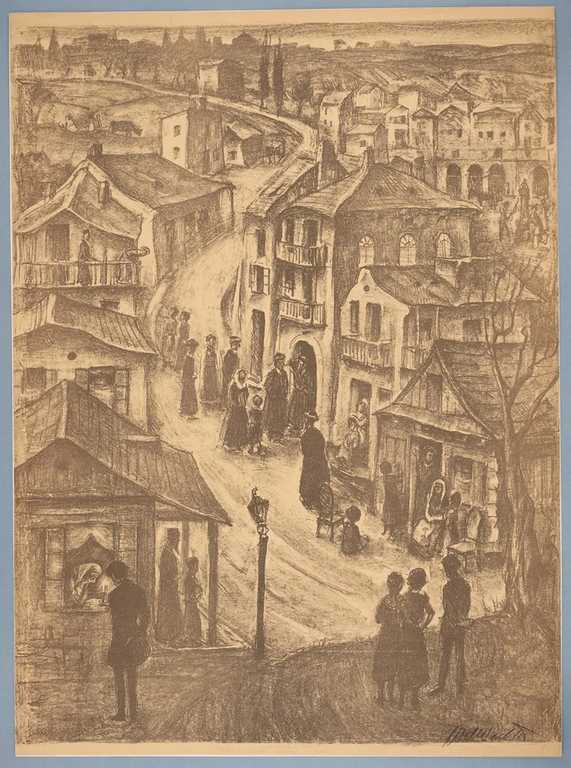 The Town On Friday Evening Wall Art by Wilhelm Wachtel - High-Resolution Digital Print