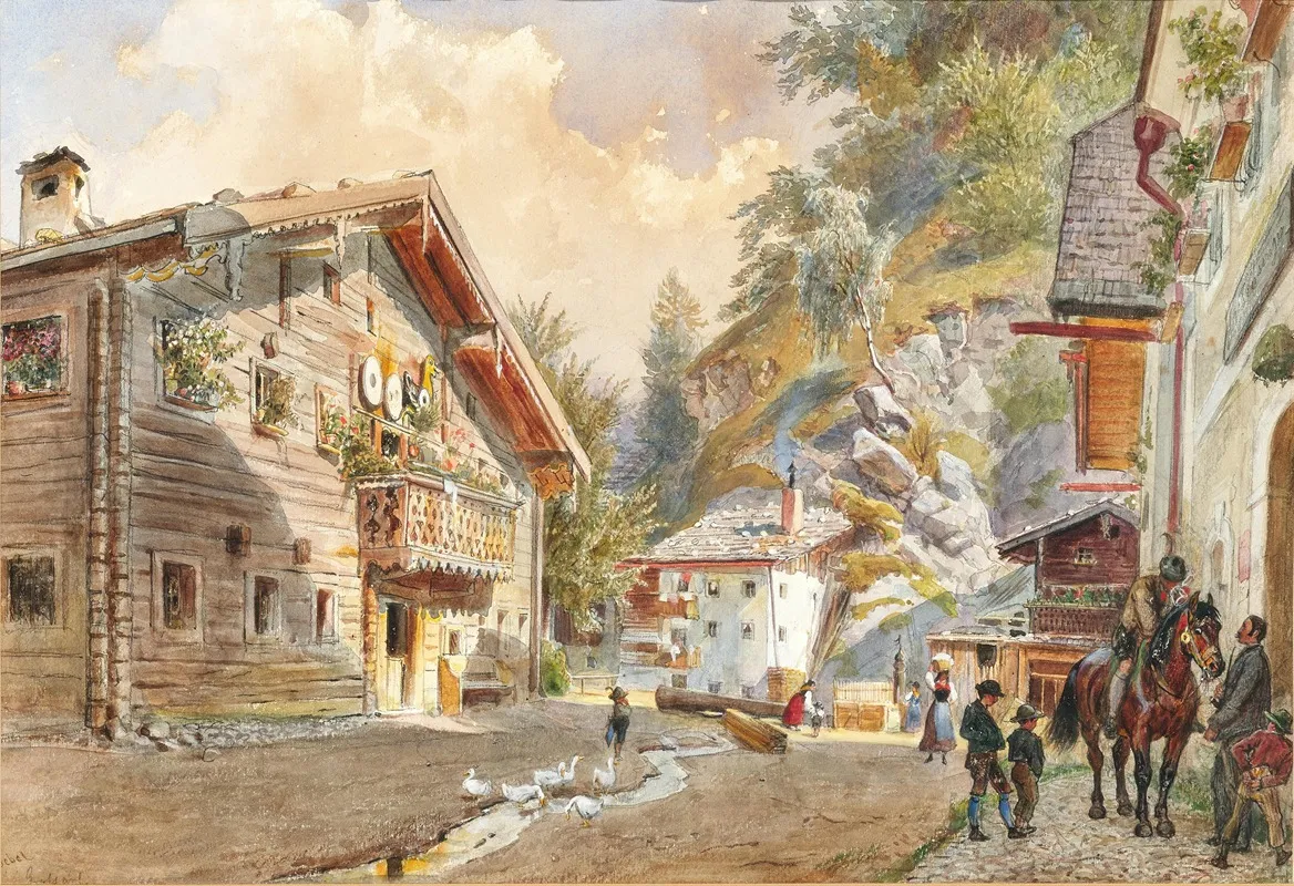 The Town Square In Grosarl Wall Art by Carl Goebel - High-Resolution Digital Print