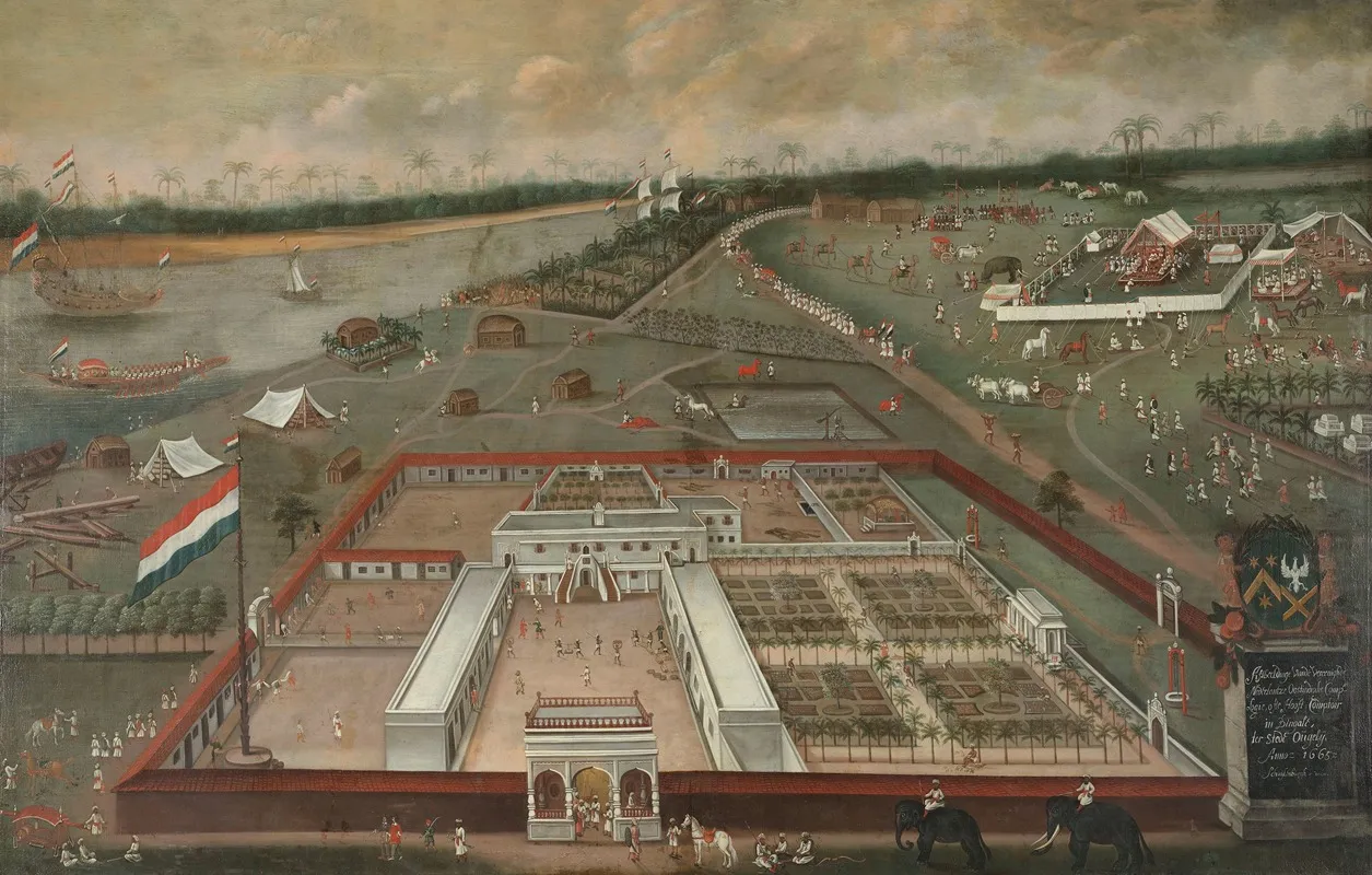 The Trading Post Of The Dutch East India Company In Hooghly Bengal Wall Art by Hendrik van Schuylenburgh - High-Resolution Digital Print