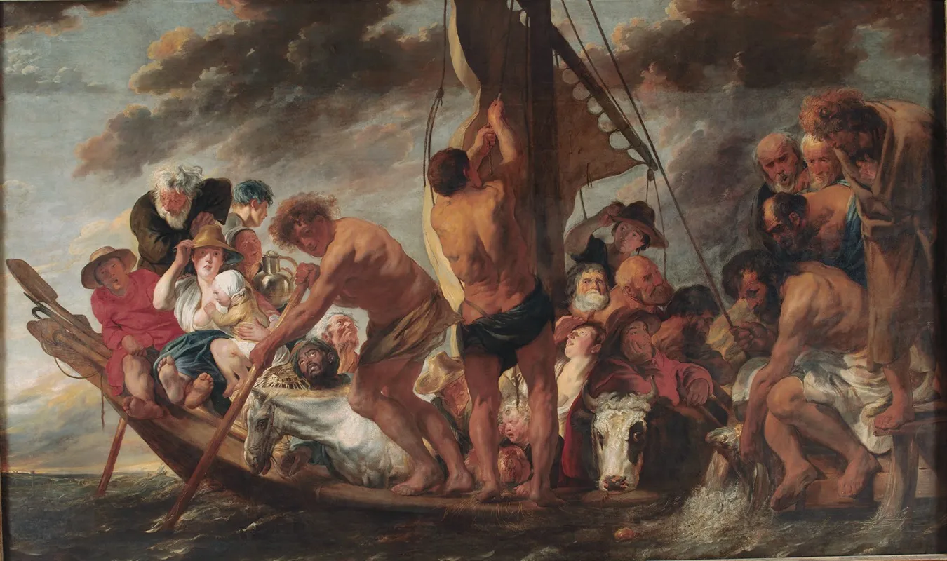 The Tribute Money Peter Finding The Silver Coin In The Mouth Of The Fish Also Called The Ferry Boat To Antwerp Wall Art by Jacob Jordaens - High-Resolution Digital Print