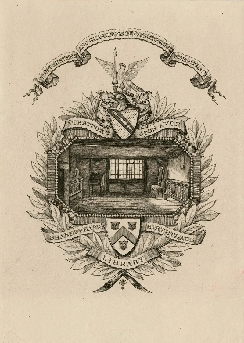 The Trustees And Guardians Of Shakespeares Birthplace Stratford Upon Avon Shakespeares Birthplace Library Wall Art by Charles William Sherborn - High-Resolution Digital Print