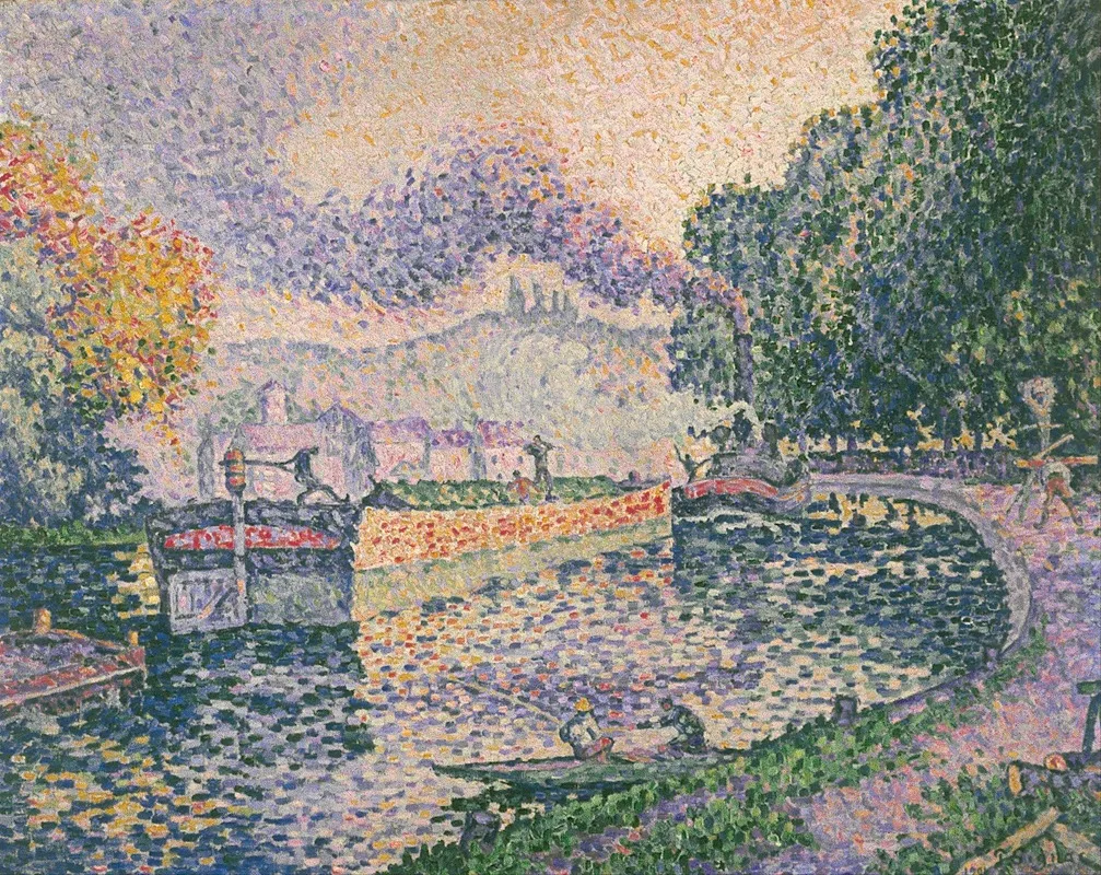 The Tugboat Canal In Samois Wall Art by Paul Signac - High-Resolution Digital Print