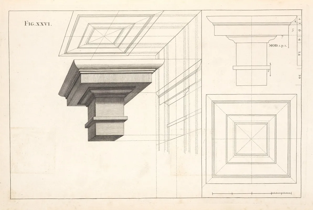 The Tuscan Entablature In Perspective Wall Art by Andrea Pozzo - High-Resolution Digital Print