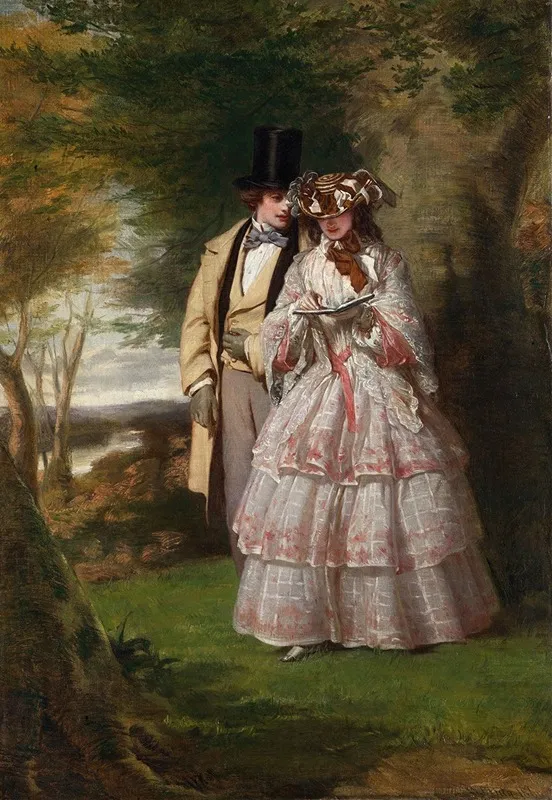 The Two Central Figures In Derby Day Wall Art by William Powell Frith - High-Resolution Digital Print