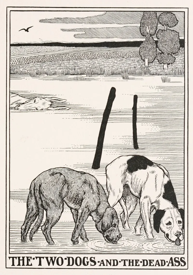The Two Dogs And The Dead Ass Wall Art by Percy J. Billinghurst - High-Resolution Digital Print