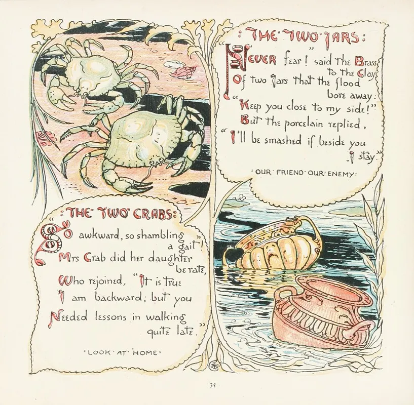 The Two Jars The Two Crabs Wall Art by Walter Crane - High-Resolution Digital Print
