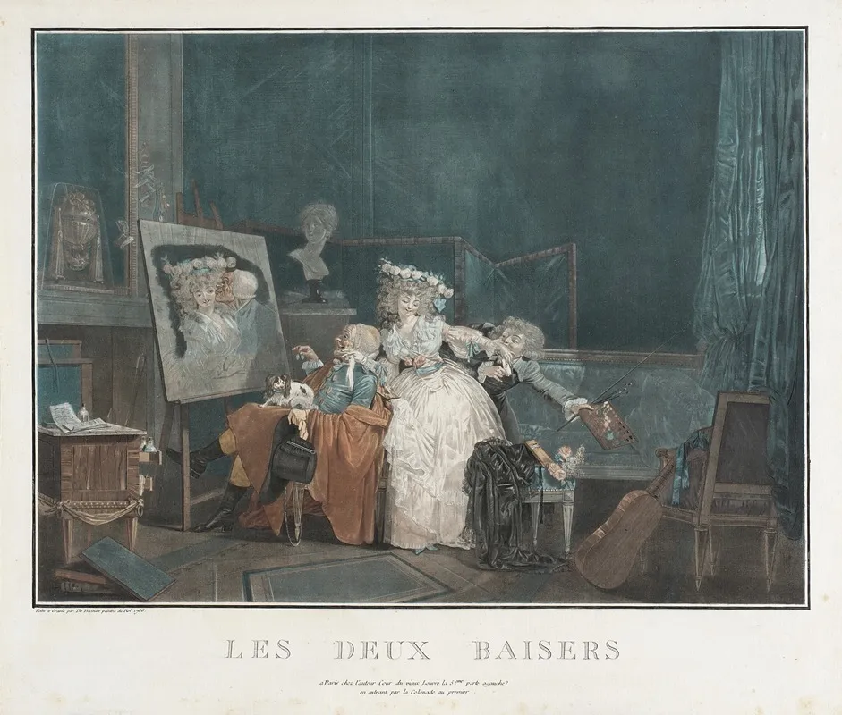The Two Kisses Wall Art by Philibert-Louis Debucourt - High-Resolution Digital Print