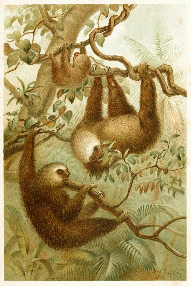 The Two Toed Sloth Wall Art by Pierre Jacques Smit - High-Resolution Digital Print