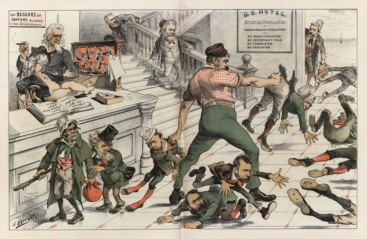The U S Hotel Badly Needs A Bouncer Wall Art by Joseph Ferdinand Keppler - High-Resolution Digital Print
