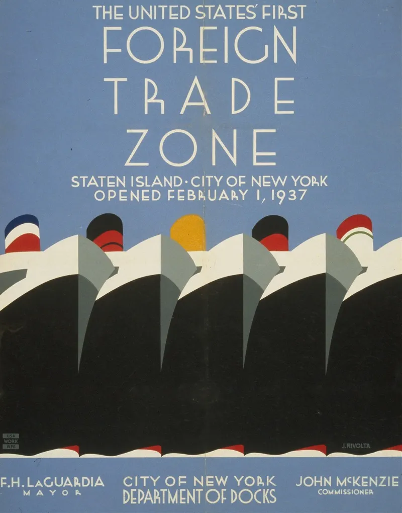 The United States First Foreign Trade Zone Wall Art by Jack Rivolta - High-Resolution Digital Print