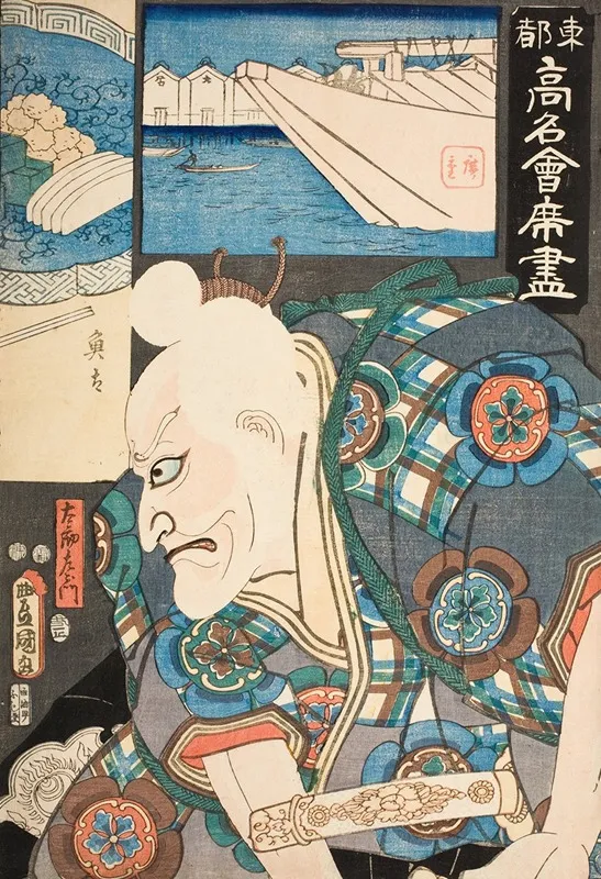 The Uota Restaurant Actor Ichikawa Ebizo V As Tarozaemon Wall Art by Utagawa Kunisada (Toyokuni III) - High-Resolution Digital Print