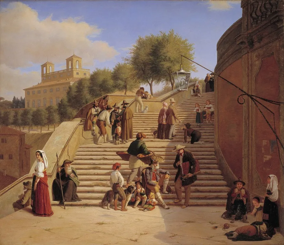 The Upper Flights Of The Spanish Steps In Rome Wall Art by Julius Friedlænder - High-Resolution Digital Print