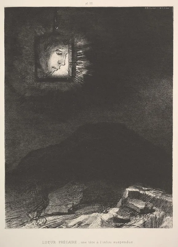 The Vague Glimmer Of A Head Suspended In Space Wall Art by Odilon Redon - High-Resolution Digital Print