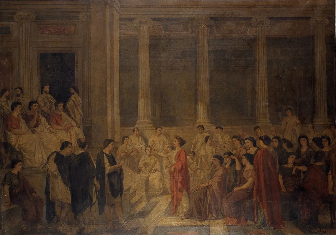 The Vestal Virgins Handing Over The Testament Of Emperor Augustus To The Roman Senate Wall Art by Ernest Joseph Bailly - High-Resolution Digital Print
