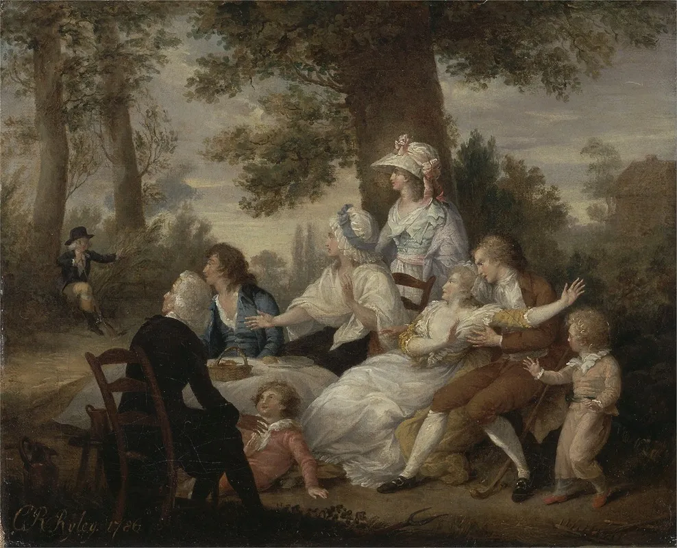 The Vicar Of Wakefield Vol I Chap Viii Dining In The Hayfields Surprised By Mr Thornhills Wall Art by Charles Reuben Ryley - High-Resolution Digital Print