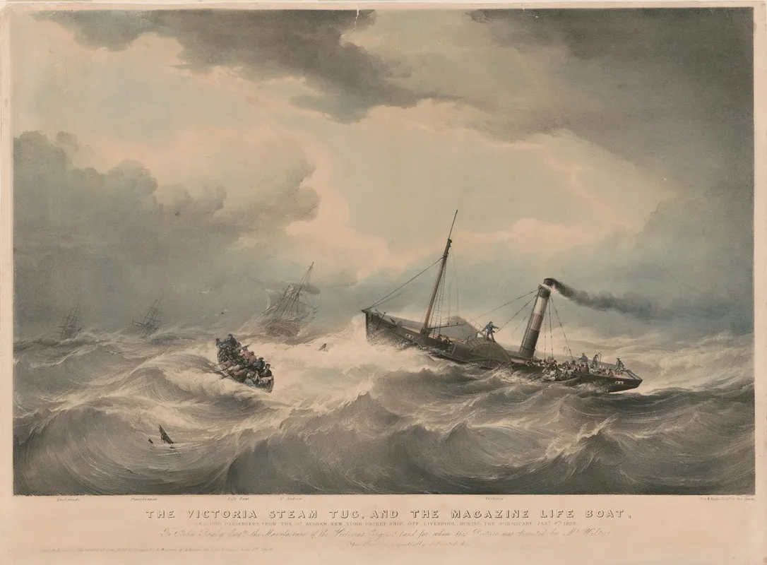 The Victoria Steam Tug And The Magazine Life Boat Rescuing Passengers Jan 8th 1839 Wall Art by Day & Haghe - High-Resolution Digital Print