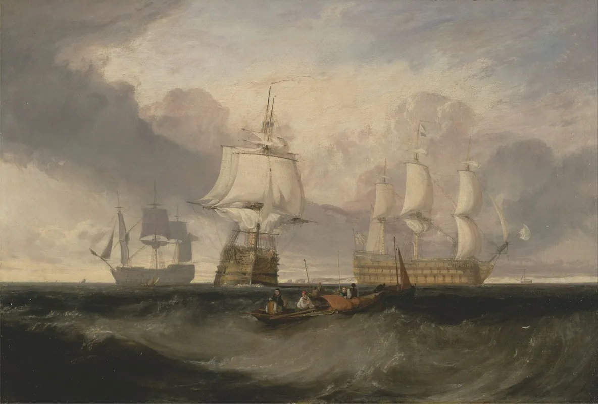 The Victory Returning From Trafalgar In Three Positions Wall Art by Joseph Mallord William Turner - High-Resolution Digital Print