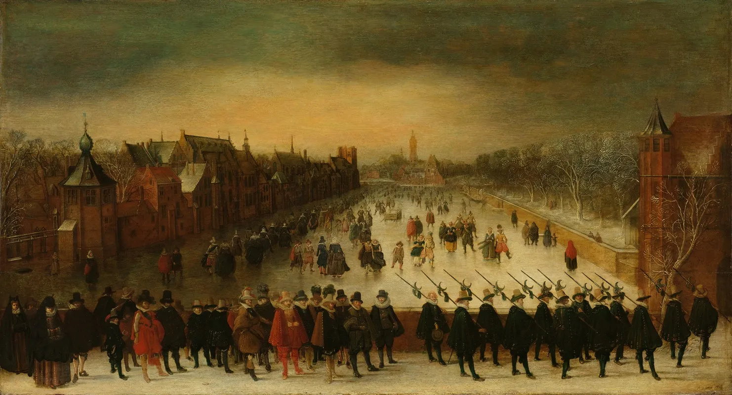 The Vijverberg The Hague In Winter With Prince Maurits And His Retinue In The Foreground Wall Art by Adam van Breen - High-Resolution Digital Print
