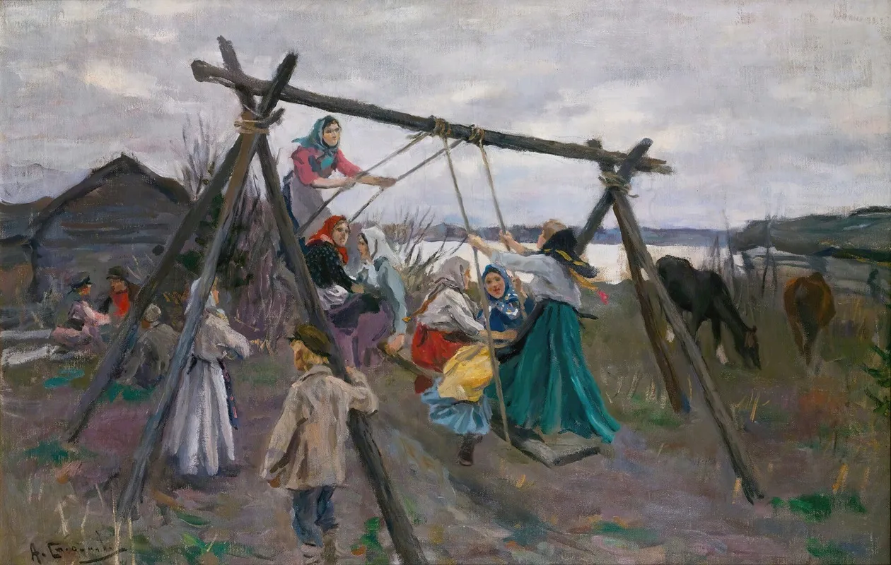 The Village Swing Wall Art by Alexei Stepanovich Stepanov - High-Resolution Digital Print