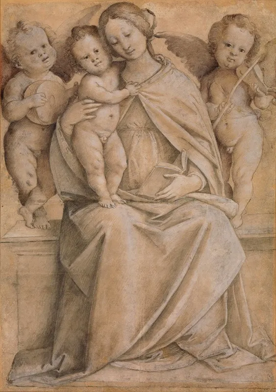 The Virgin And Child And Angel Musicians Wall Art by Gaudenzio Ferrari - High-Resolution Digital Print