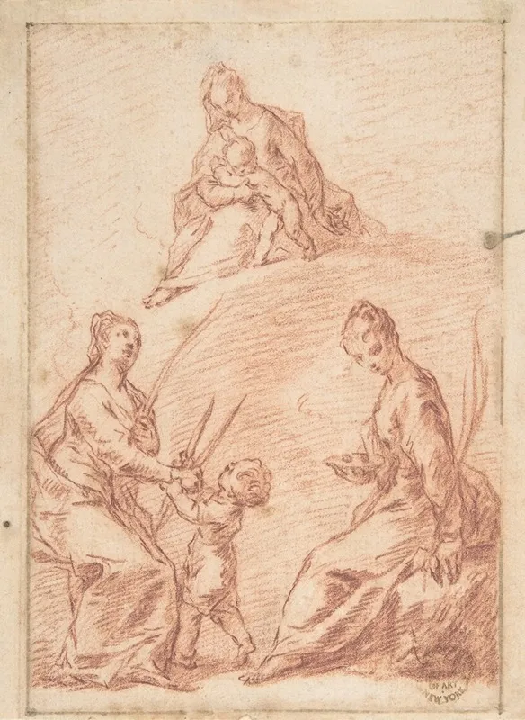 The Virgin And Child Appearing To Saint Agatha And Saint Lucy Wall Art by Nicola Grassi - High-Resolution Digital Print