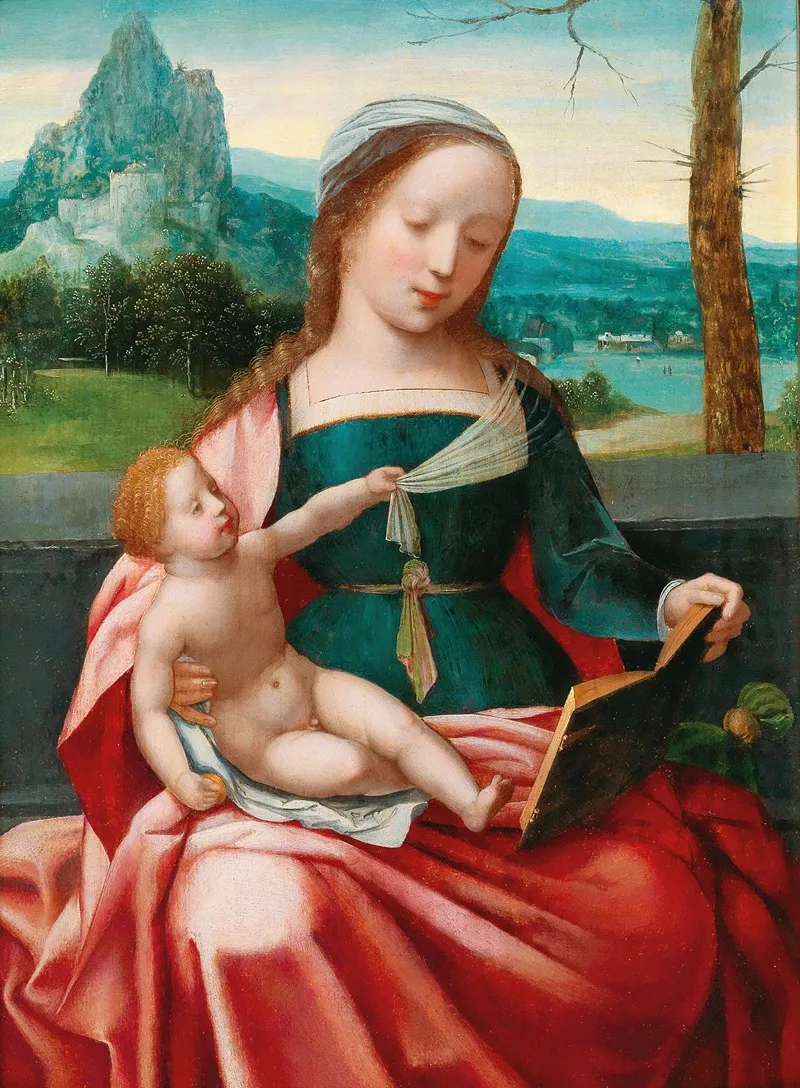 The Virgin And Child In A Landscape Wall Art by Master of the Female Half-Lengths - High-Resolution Digital Print