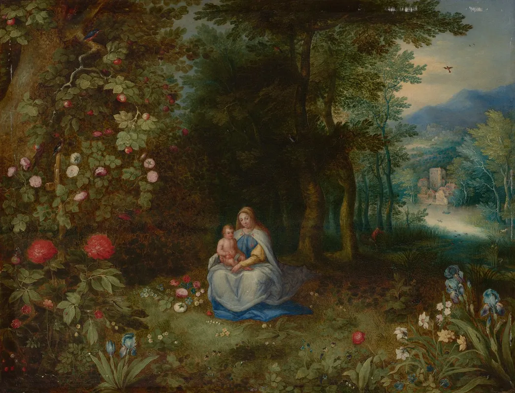 The Virgin And Child In A Wooded Landscape Wall Art by Abraham Govaerts - High-Resolution Digital Print