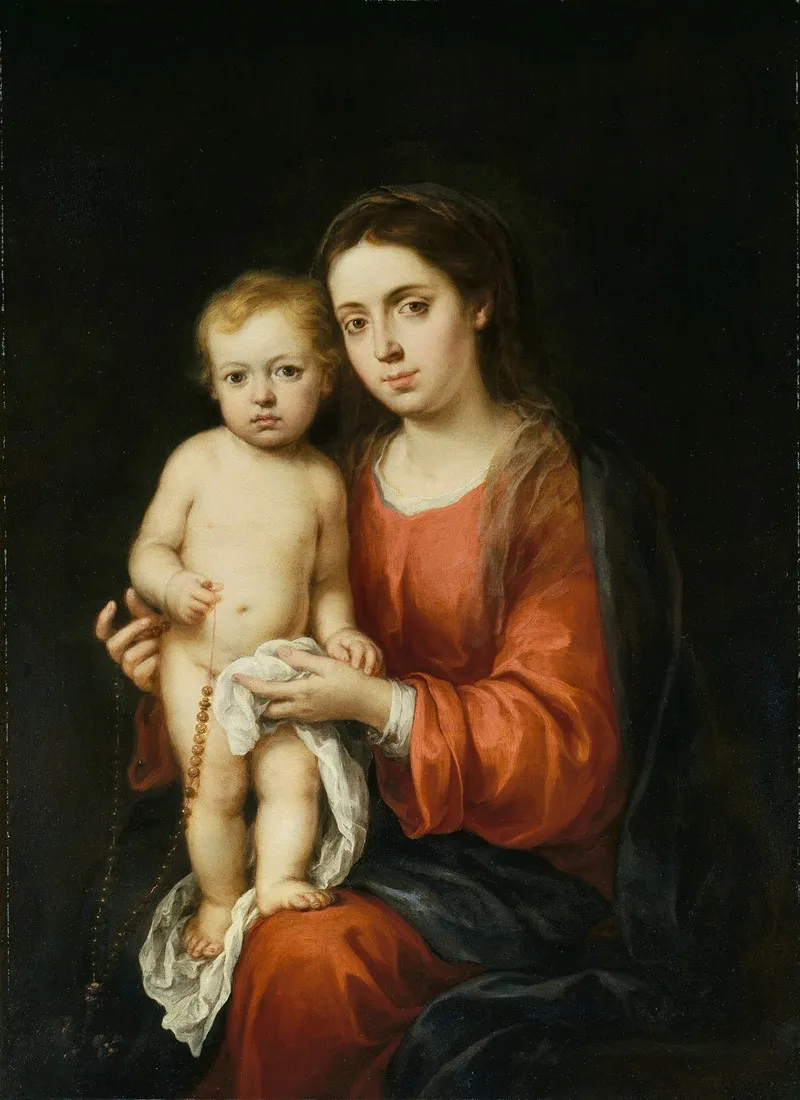 The Virgin And Child With A Rosary Wall Art by Bartolomé Estebán Murillo - High-Resolution Digital Print