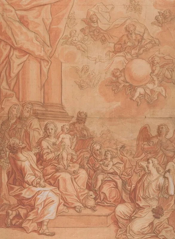The Virgin And Child With Saints And Angels And God The Father In The Sky Wall Art by Johann Lorenz Haid - High-Resolution Digital Print