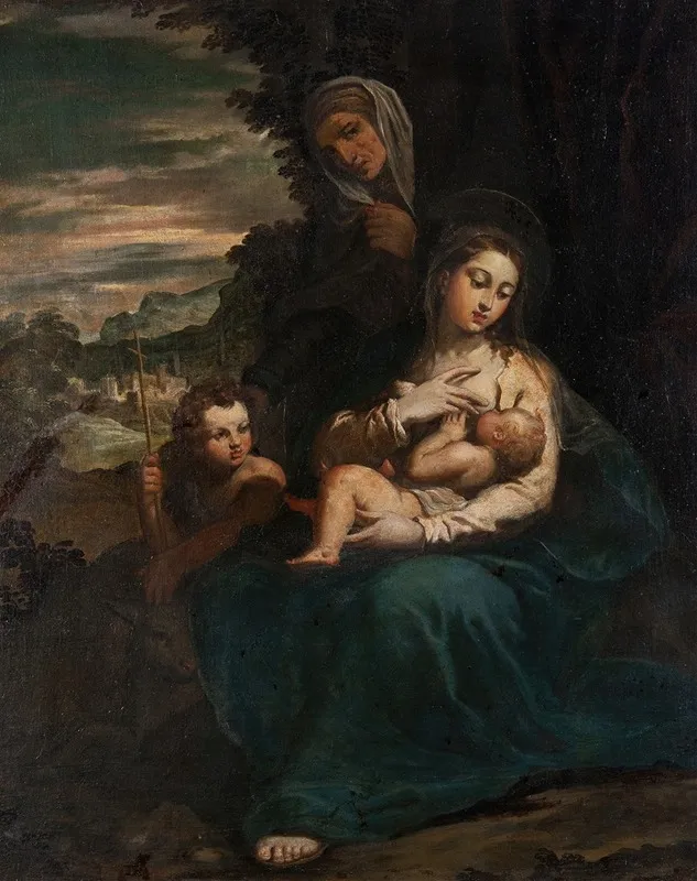 The Virgin And Child With St Elizabeth And The Infant St John Wall Art by Scarsellino - High-Resolution Digital Print