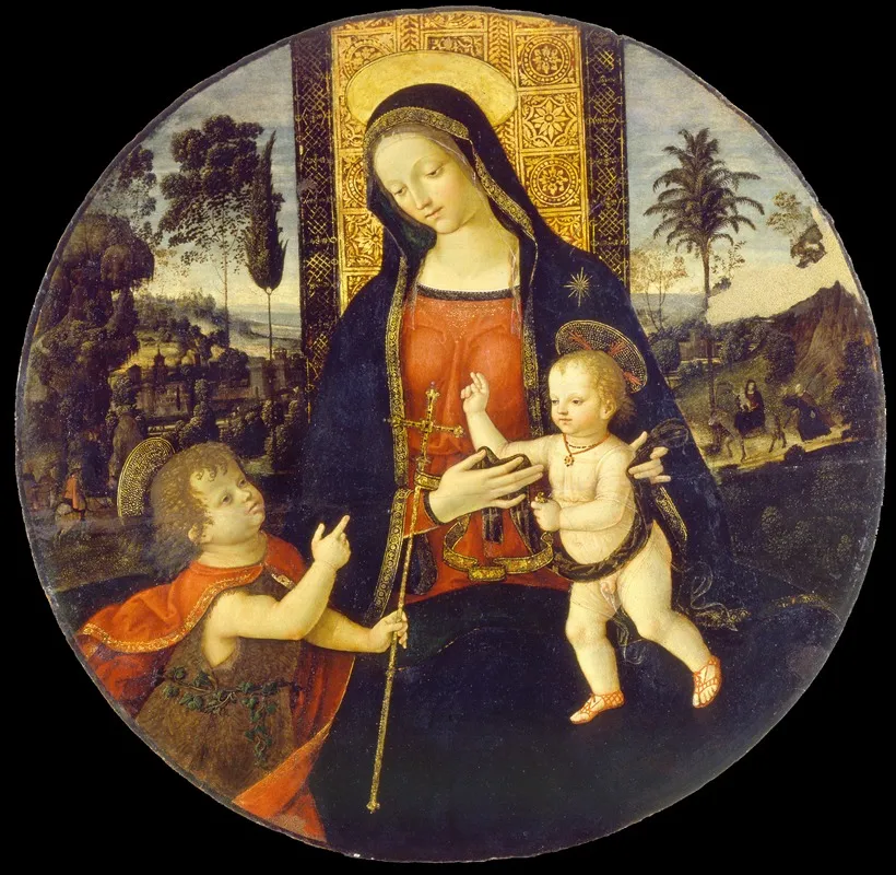 The Virgin And Child With The Infant Saint John The Baptist 4 Wall Art by Workshop of Bernardino di Betto - High-Resolution Digital Print